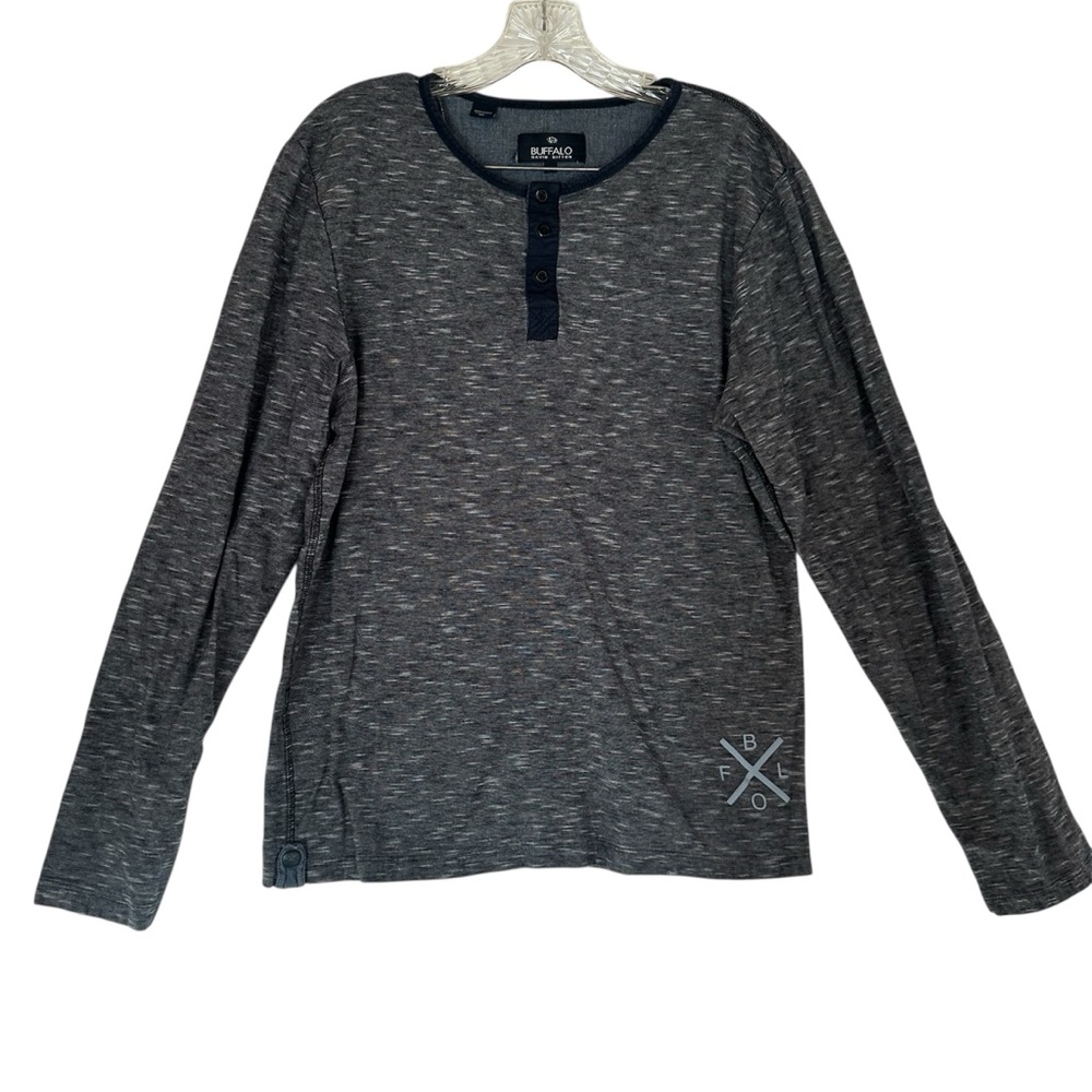 Buffalo David Bitton Navy Blue Long Sleeve Tee | Size M